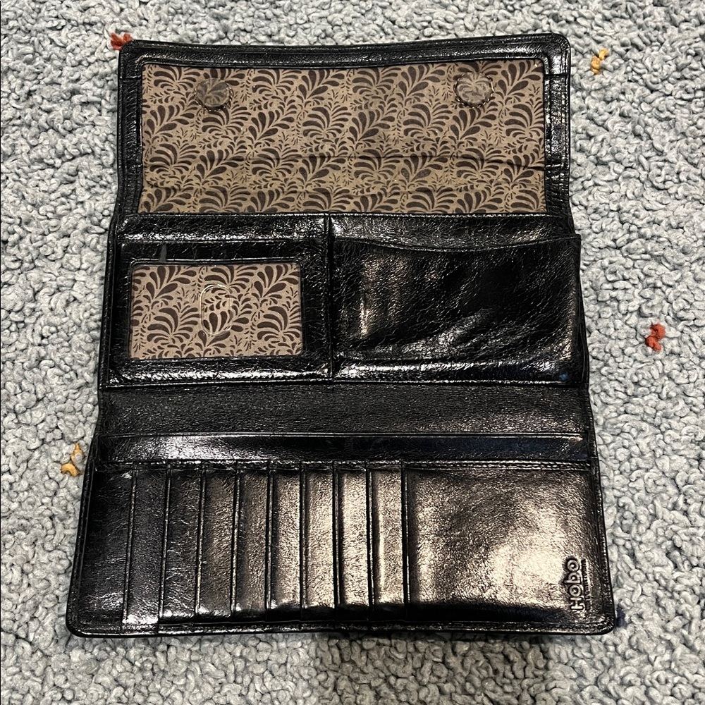 HOBO Black Leather Wallet with Patterned Interior - Picture 2 of 6